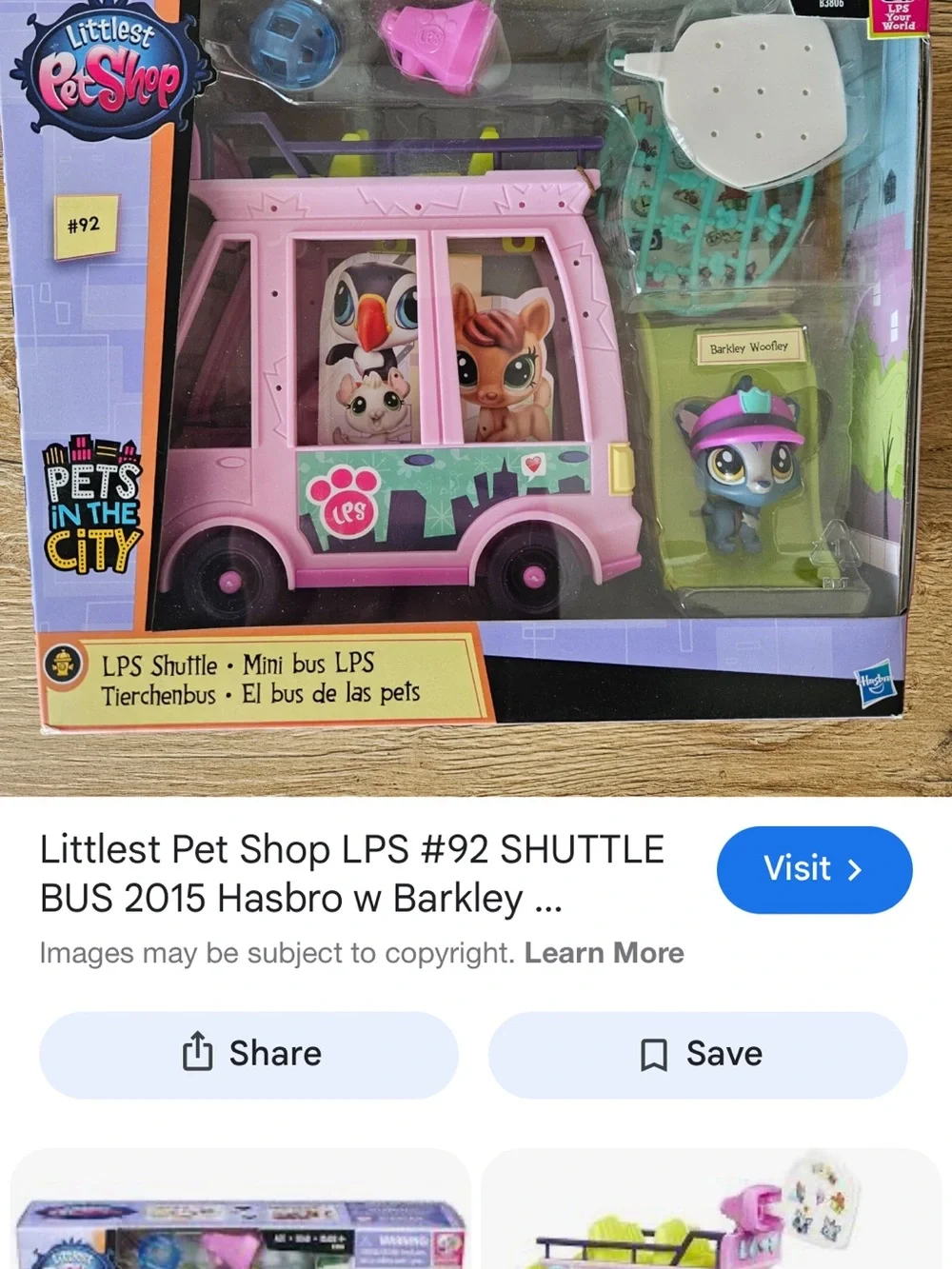 Littlest Pet Shop Pink and Teal Shuttle Bus Playset with Barkley Figure